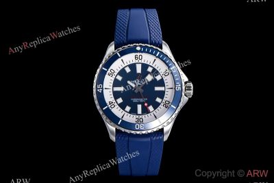 BLS Factory Breitling Superocean Cal.17 Movement 42mm Blue Face/Band White Gold Case Watch